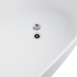 65 Inch Floor Mounted Freestanding Soaking Oval Shape Bathtub with Matte Finish Center Drain & Overflow Hole - BUILDMYPLACE