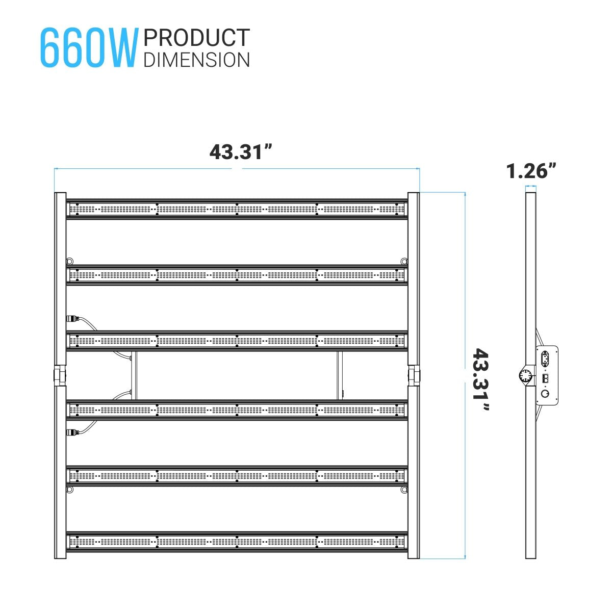 660W Led Grow Light, 100 - 277 V, 2.8µmol/j, Dimmable, Commercial Led Plant Lights for Indoor Hydroponics Greenhouse Plants Veg and Bloom - BUILDMYPLACE