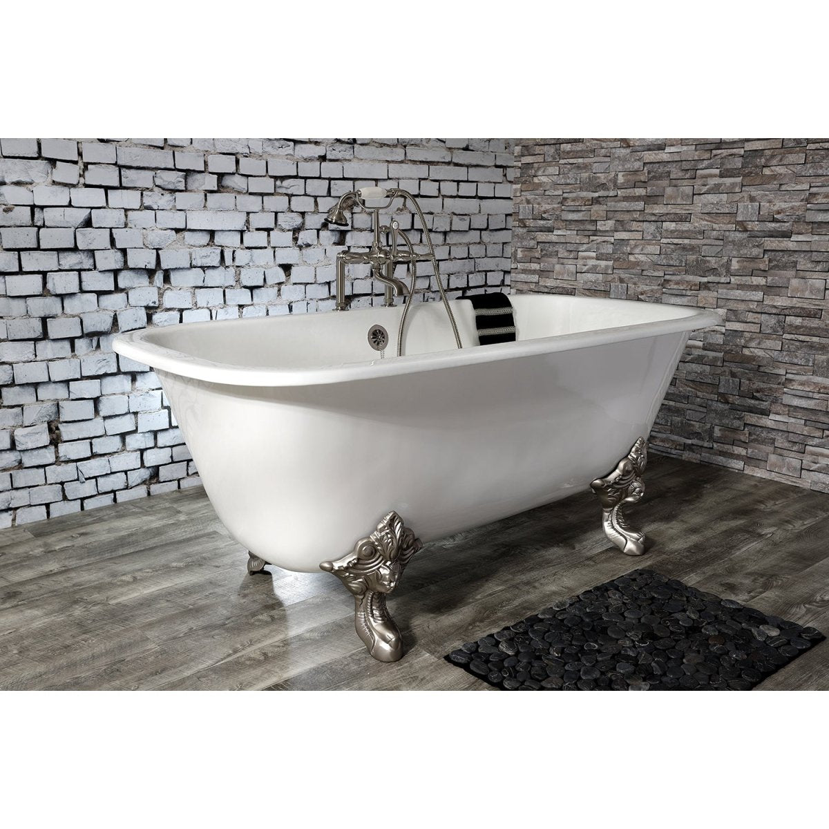 67 - Inch Cast Iron Double Ended Clawfoot Tub with 7 - Inch Faucet Drillings - BUILDMYPLACE