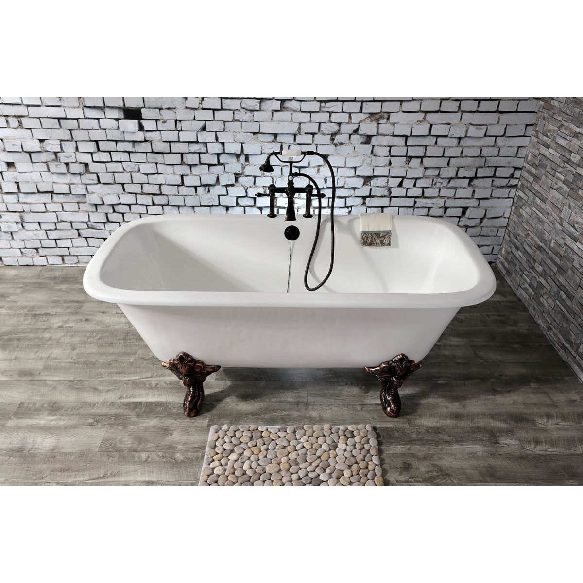 67 - Inch Cast Iron Double Ended Clawfoot Tub with 7 - Inch Faucet Drillings - BUILDMYPLACE