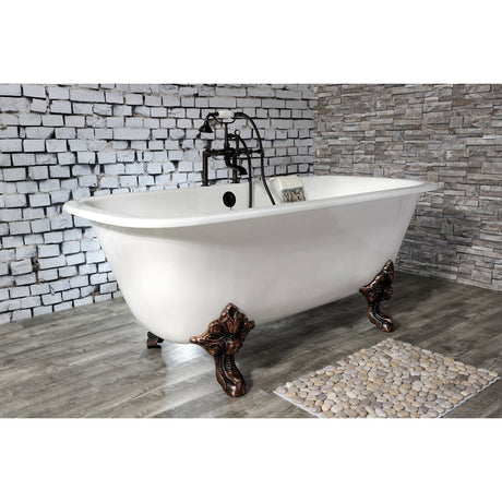 67 - Inch Cast Iron Double Ended Clawfoot Tub with 7 - Inch Faucet Drillings - BUILDMYPLACE