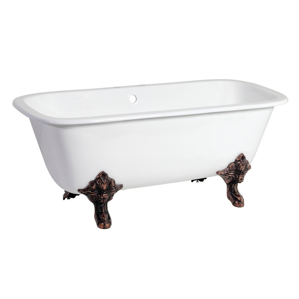 67 - Inch Cast Iron Double Ended Clawfoot Tub with 7 - Inch Faucet Drillings - BUILDMYPLACE