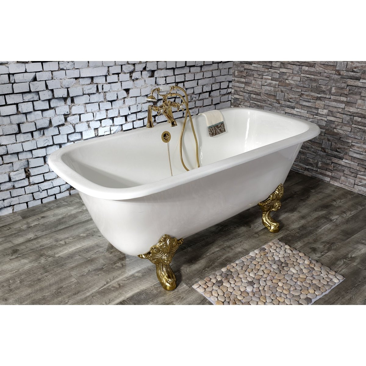 67 - Inch Cast Iron Double Ended Clawfoot Tub with 7 - Inch Faucet Drillings - BUILDMYPLACE