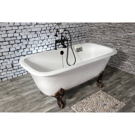 67 - Inch Cast Iron Double Ended Clawfoot Tub with 7 - Inch Faucet Drillings - BUILDMYPLACE