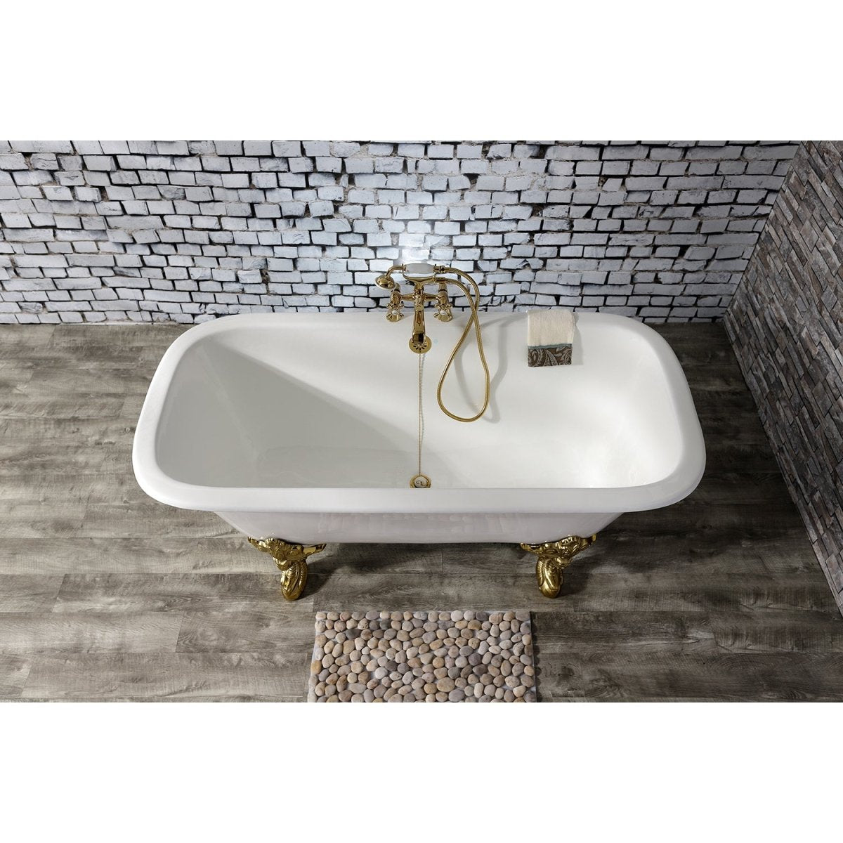 67 - Inch Cast Iron Double Ended Clawfoot Tub with 7 - Inch Faucet Drillings - BUILDMYPLACE