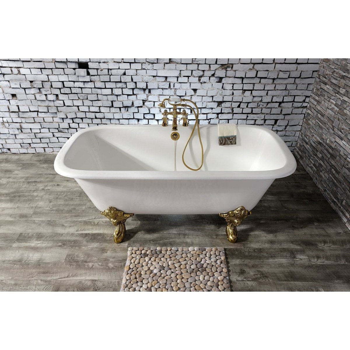 67 - Inch Cast Iron Double Ended Clawfoot Tub with 7 - Inch Faucet Drillings - BUILDMYPLACE