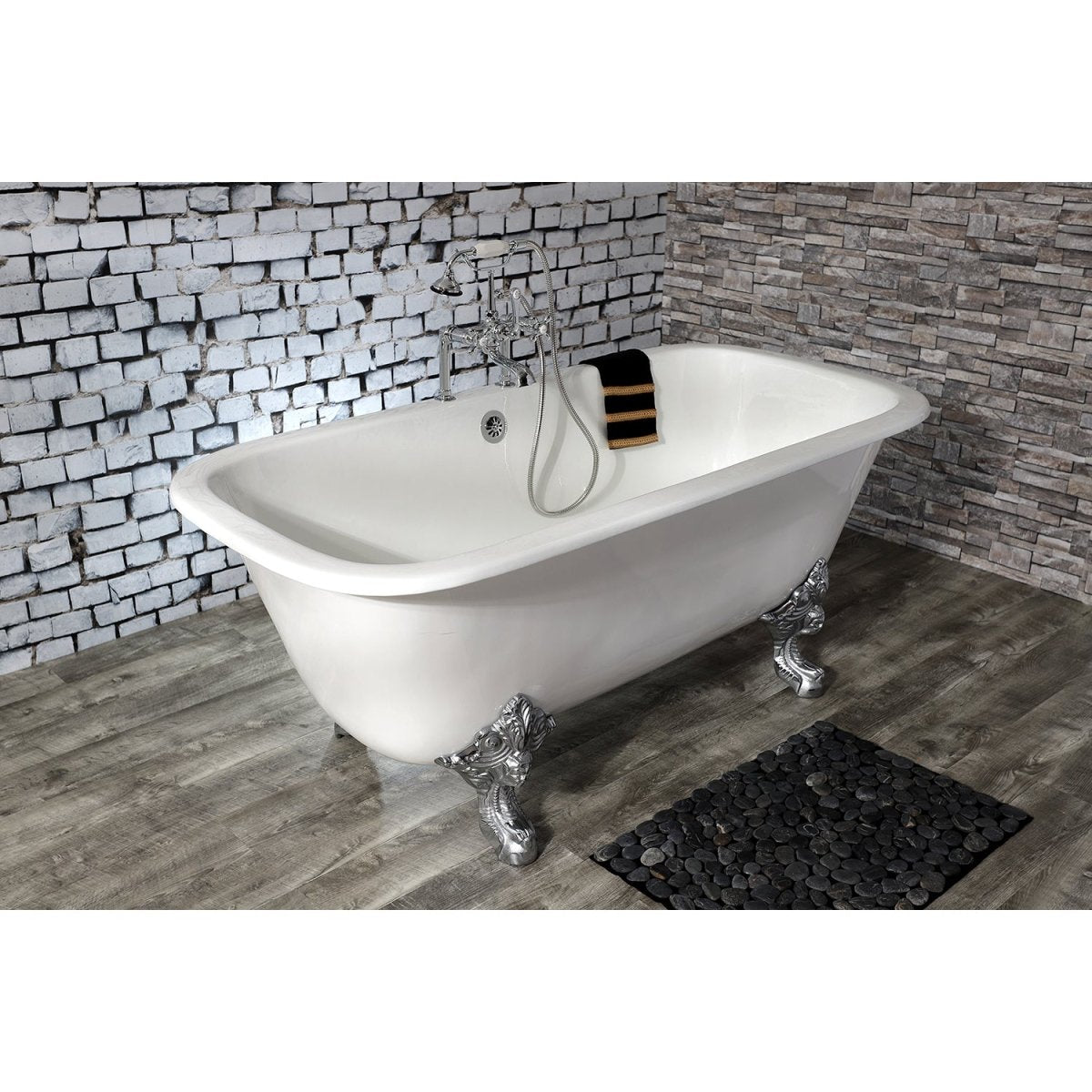 67 - Inch Cast Iron Double Ended Clawfoot Tub with 7 - Inch Faucet Drillings - BUILDMYPLACE