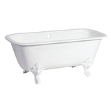 67 - Inch Cast Iron Double Ended Clawfoot Tub with 7 - Inch Faucet Drillings - BUILDMYPLACE