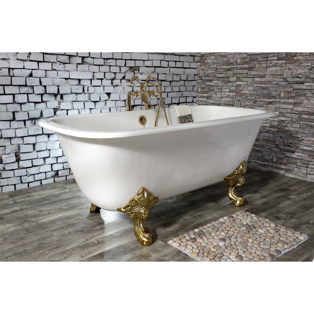 67 - Inch Cast Iron Double Ended Clawfoot Tub with 7 - Inch Faucet Drillings - BUILDMYPLACE