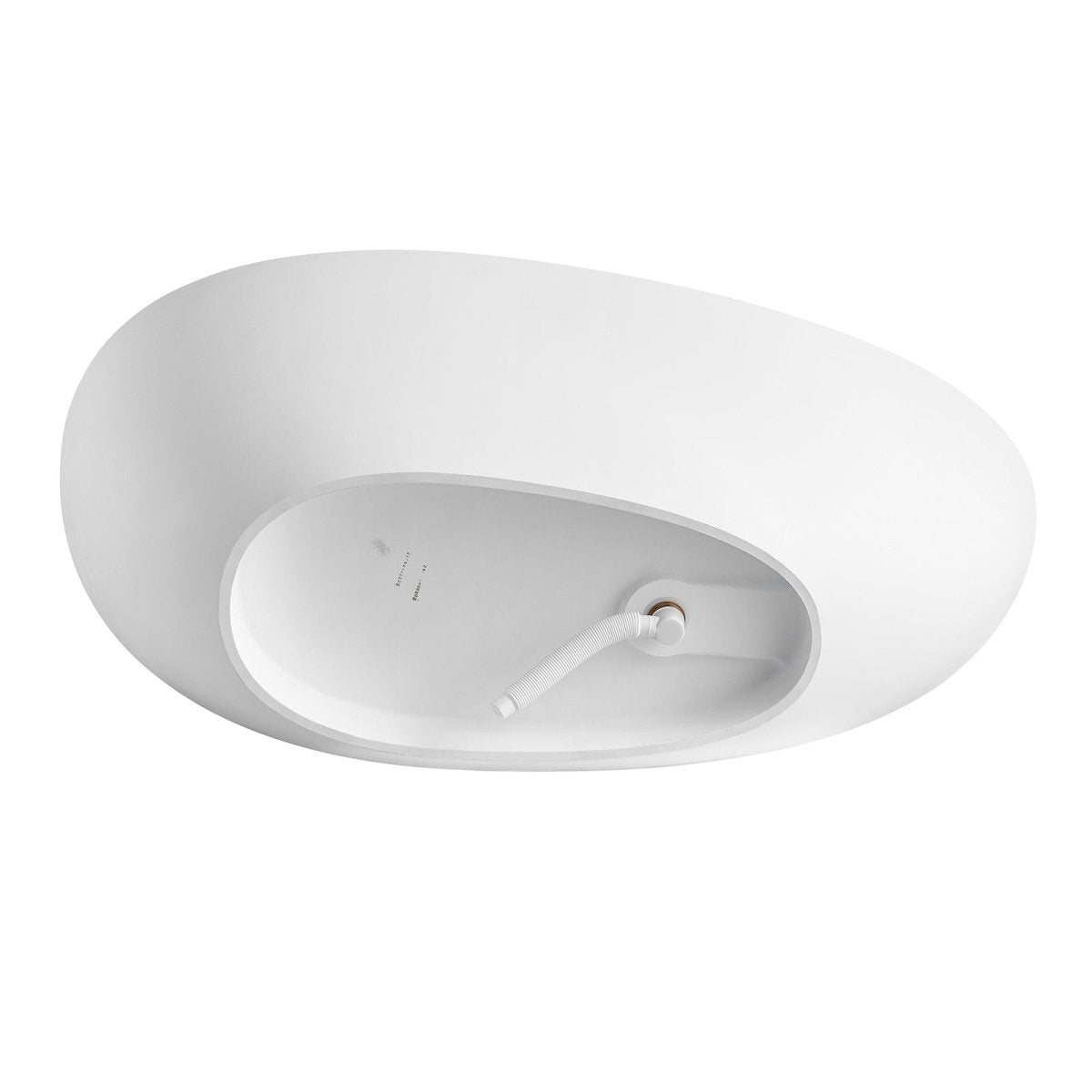 67 Inch Floor Mounted Freestanding Soaking Oval Shape Bathtub with Matte Finish Center Drain & Overflow Hole - BUILDMYPLACE