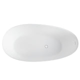 67 Inch Floor Mounted Freestanding Soaking Oval Shape Bathtub with Matte Finish Center Drain & Overflow Hole - BUILDMYPLACE