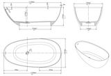 67 Inch Floor Mounted Freestanding Soaking Oval Shape Bathtub with Matte Finish Center Drain & Overflow Hole - BUILDMYPLACE