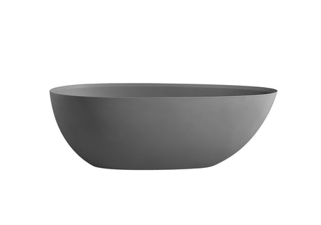 67 Inch Floor Mounted Freestanding Soaking Oval Shape Bathtub with Matte Finish Center Drain & Overflow Hole - BUILDMYPLACE