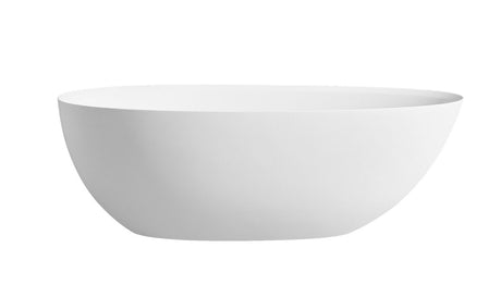 67 Inch Floor Mounted Freestanding Soaking Oval Shape Bathtub with Matte Finish Center Drain & Overflow Hole - BUILDMYPLACE