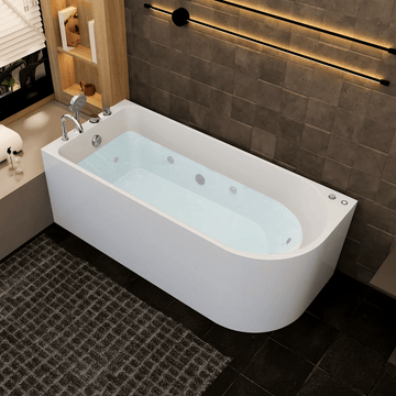 67 x 30 in. Freestanding Acrylic Whirlpool Corner Bathtub with left Drain