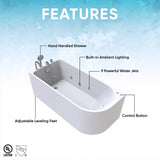 67 x 30 in. Freestanding Acrylic Whirlpool Corner Bathtub with left Drain - BUILDMYPLACE