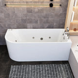 67 x 30 in. Freestanding Acrylic Whirlpool Corner Bathtub with Right Drain - BUILDMYPLACE