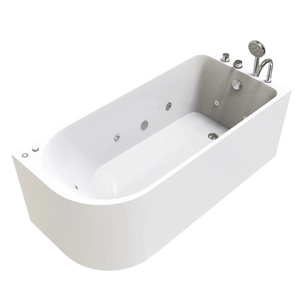 67 x 30 in. Freestanding Acrylic Whirlpool Corner Bathtub with Right Drain - BUILDMYPLACE