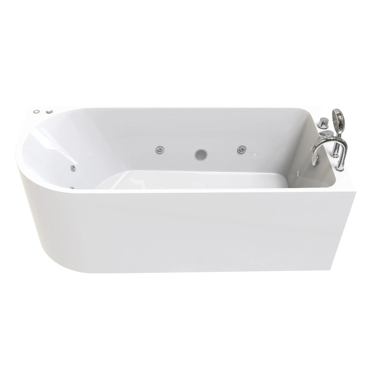 67 x 30 in. Freestanding Acrylic Whirlpool Corner Bathtub with Right Drain - BUILDMYPLACE