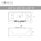 67 x 30 in. White Acrylic Rectangular Freestanding Whirlpool Bathtub with Center Drain - BUILDMYPLACE