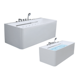 67 x 30 in. White Acrylic Rectangular Freestanding Whirlpool Bathtub with Center Drain - BUILDMYPLACE