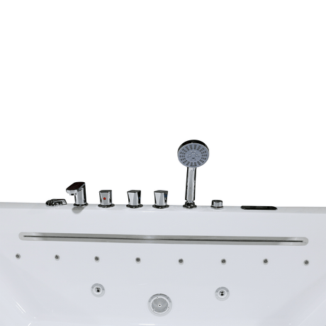 67 x 30 in. White Acrylic Rectangular Freestanding Whirlpool Bathtub with Center Drain - BUILDMYPLACE