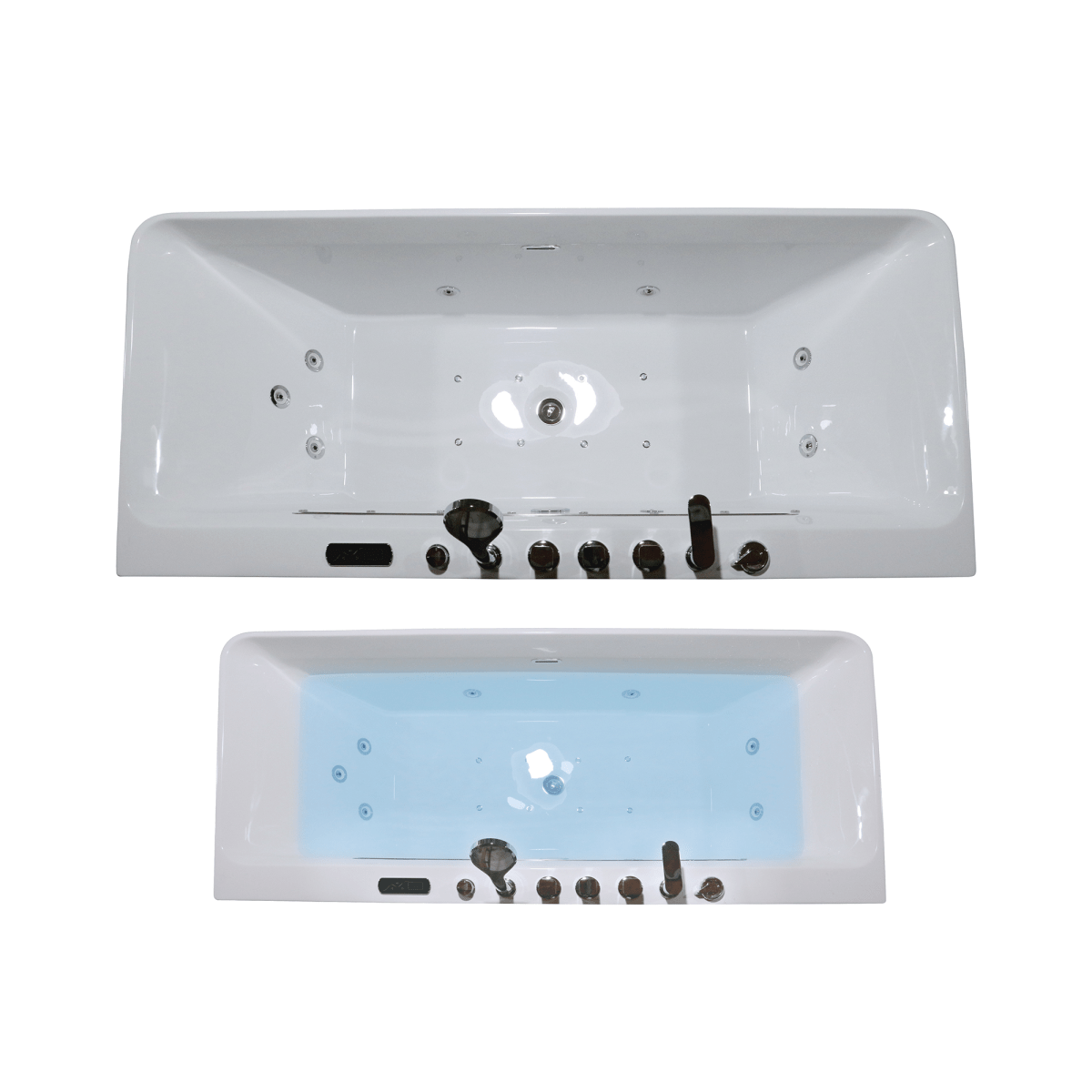 67 x 30 in. White Acrylic Rectangular Freestanding Whirlpool Bathtub with Center Drain - BUILDMYPLACE