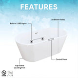 67 x 31 in. Acrylic White Freestanding Oval Whirlpool Bathtub with Side Drain - BUILDMYPLACE