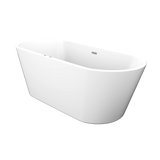 67 x 31 in. Acrylic White Freestanding Oval Whirlpool Bathtub with Side Drain - BUILDMYPLACE