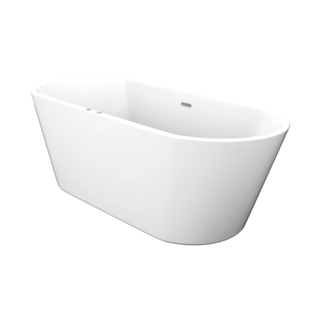 67 x 31 in. Acrylic White Freestanding Oval Whirlpool Bathtub with Side Drain - BUILDMYPLACE