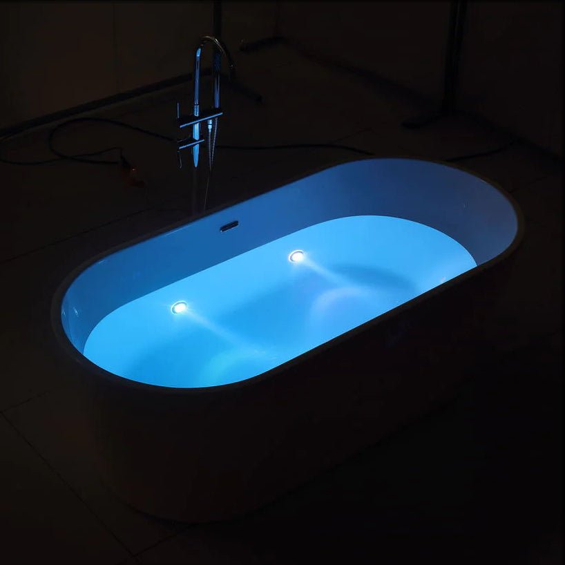 67 x 31 in. Acrylic White Freestanding Oval Whirlpool Bathtub with Side Drain - BUILDMYPLACE