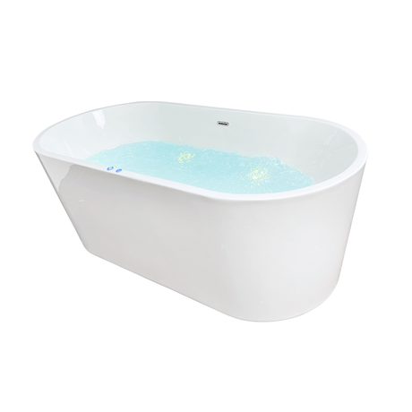 67 x 31 in. Acrylic White Freestanding Oval Whirlpool Bathtub with Side Drain - BUILDMYPLACE