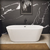 67 x 31 in. Acrylic White Freestanding Oval Whirlpool Bathtub with Side Drain - BUILDMYPLACE