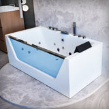 67 x 31 in. Freestanding White Acrylic Whirlpool Jetted SPA Bathtub with Center Drain - BUILDMYPLACE