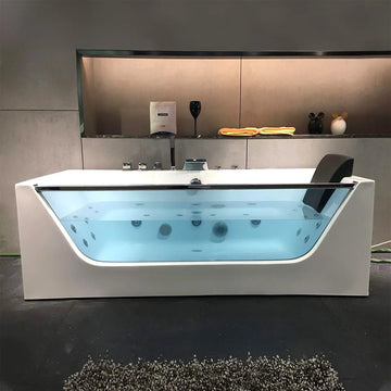 67 x 31 in. Freestanding White Acrylic Whirlpool Jetted SPA Bathtub with Center Drain