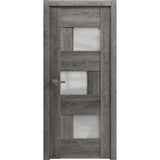 Solid French Door Frosted Glass | Sete 6933 Nebraska Grey | Single Regular Panel Frame Trims Handle | Bathroom Bedroom Sturdy Doors