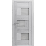 Solid French Door Frosted Glass | Sete 6933 Nordic White | Single Regular Panel Frame Trims Handle | Bathroom Bedroom Sturdy Doors