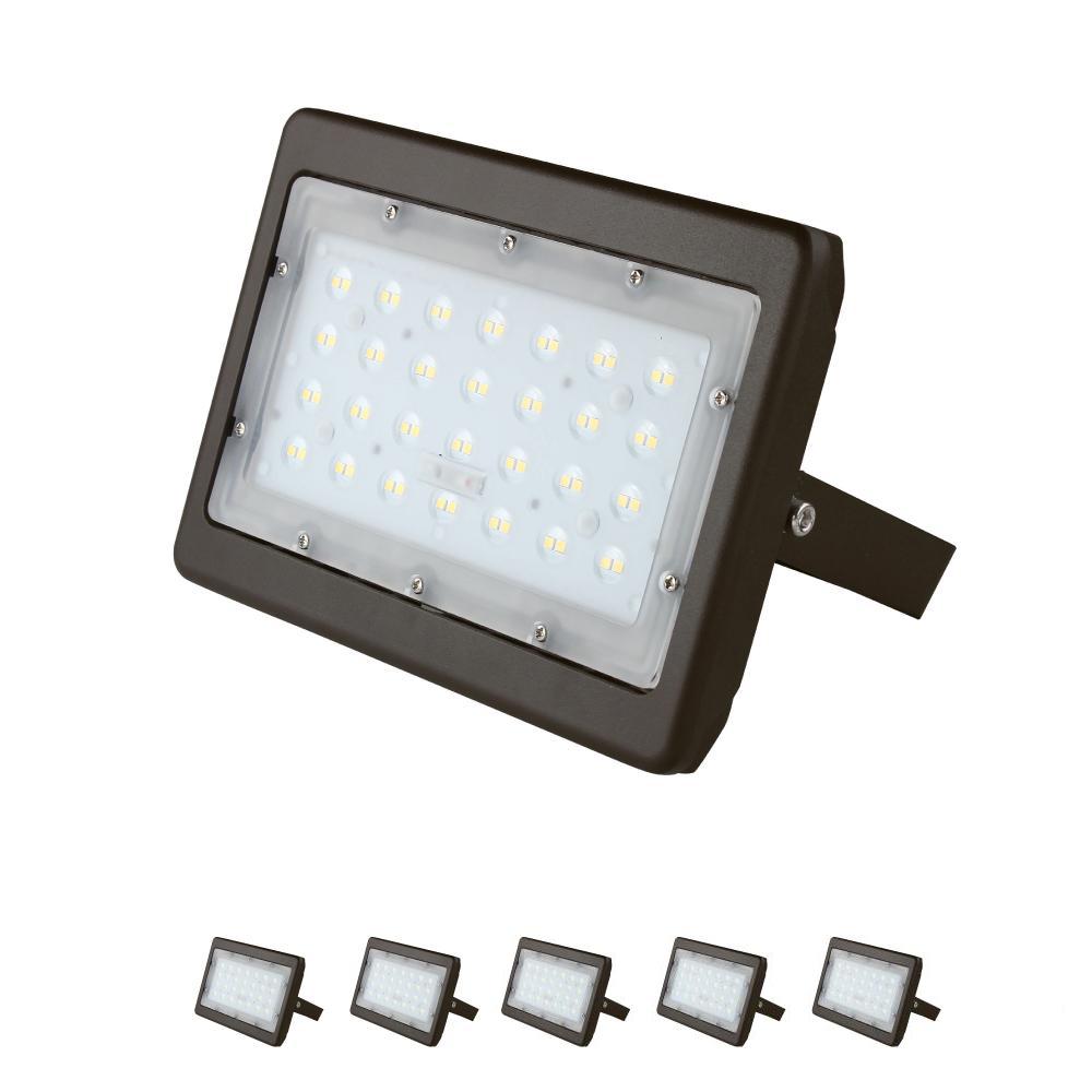 LED Flood Light 50W - 250W Equivalent Bronze Finish - U-Bracket Mount - 6250 Lumens - 5700K DLC Approved