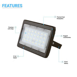 LED Flood Light 50W - 250W Equivalent Bronze Finish - U-Bracket Mount - 6250 Lumens - 5700K DLC Approved