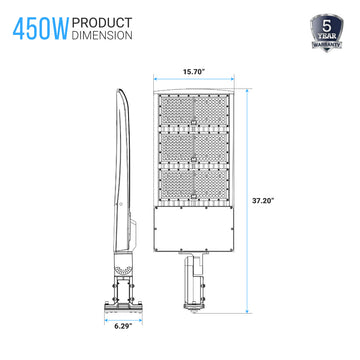 LED Pole Lights With Photocell 450 Watt & 20KV Surge Protector, 5700K, Universal Mount, AC100-277V, Bronze, Car Park Lighting - Street Light