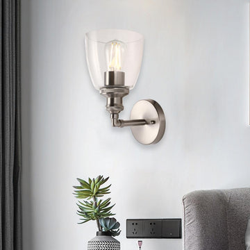 Bell Shape Wall Sconce Lighting Fixture, Brushed Nickel Finish, E26 Base, UL Listed for Dry Location, 3 Years Warranty