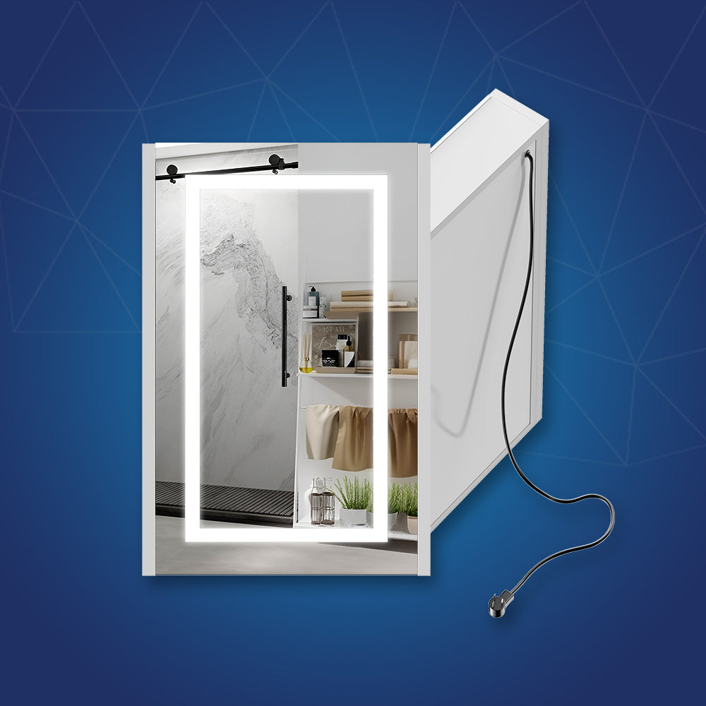 Wall Mounted LED Mirror Medicine Cabinets with On/Off Switch, Double Sided bathroom mirror cabinet