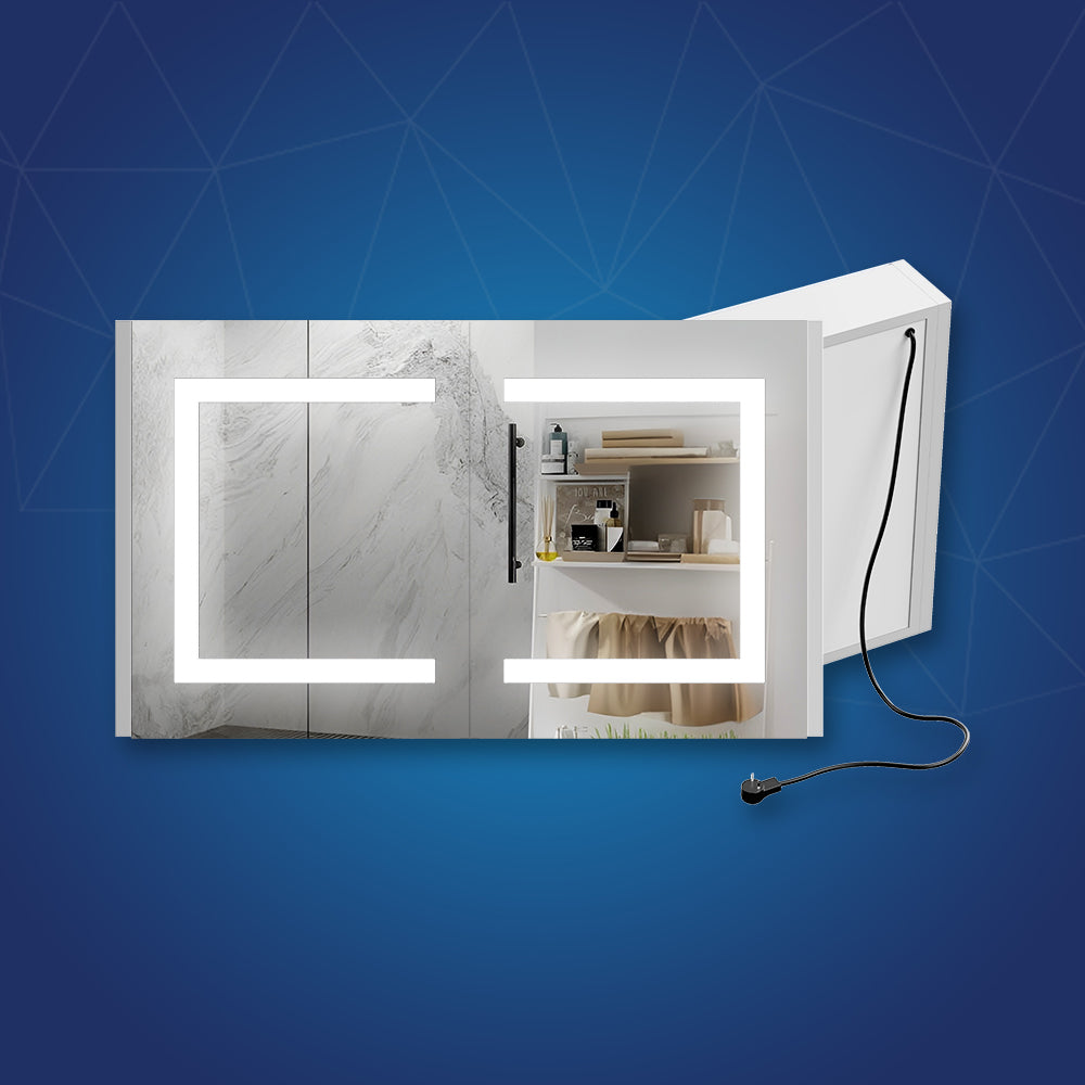 Wall Mounted LED Mirror Medicine Cabinets with On/Off Switch, Double Sided bathroom mirror cabinet