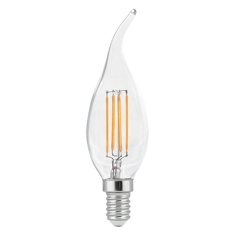 6W Filament LED Bulb, 2700K, 500LM, 120V/60Hz, 4 - filament, E12, Candelabra Light Bulbs, Dimmable, Clear - BUILDMYPLACE