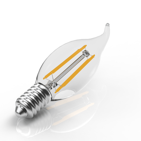 6W Filament LED Bulb, 2700K, 500LM, 120V/60Hz, 4 - filament, E12, Candelabra Light Bulbs, Dimmable, Clear - LEDMyPlace