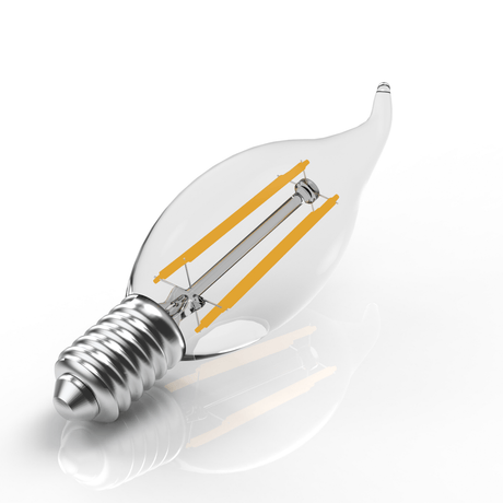 6W Filament LED Bulb, 2700K, 500LM, 120V/60Hz, 4 - filament, E12, Candelabra Light Bulbs, Dimmable, Clear - BUILDMYPLACE