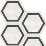 7 in. Form Ivory Hexagon Frame Matte Pressed Glazed Porcelain Tile - BUILDMYPLACE