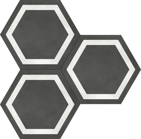 7 In Hexagon Frame Form Graphite Matte Pressed Glazed Porcelain - BUILDMYPLACE