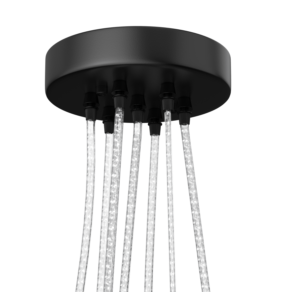 7 - Light Chandelier Fixture, Black Finish, E12 Base - BUILDMYPLACE