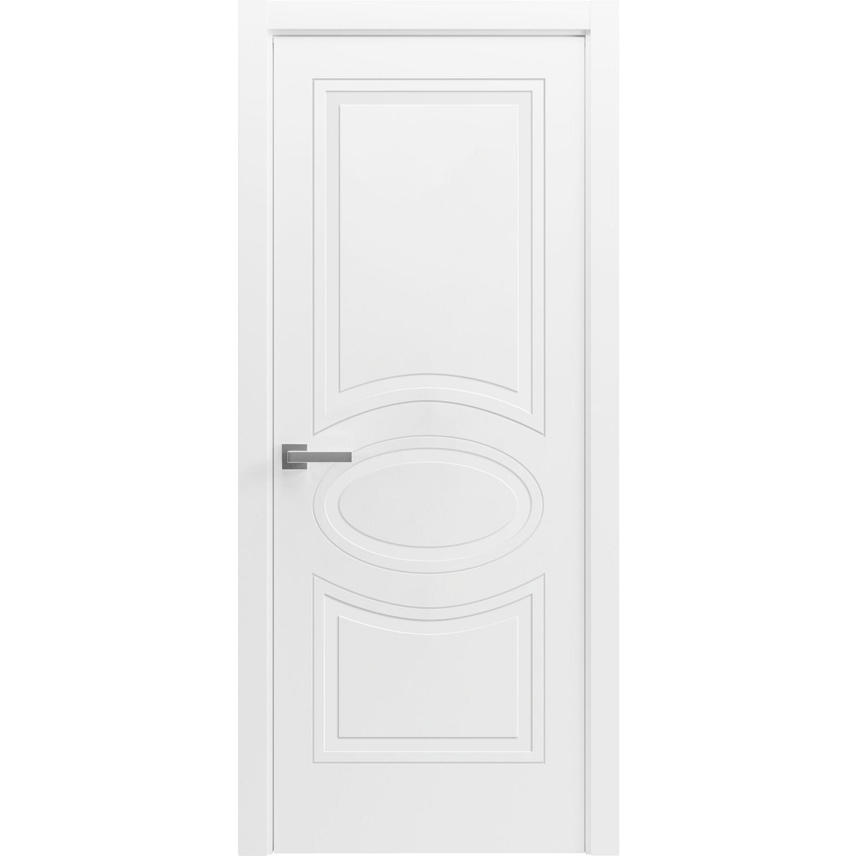 Solid French Door / Mela 7001 Matte White / Single Regular Panel Frame Handle / Bathroom Bedroom Modern Doors